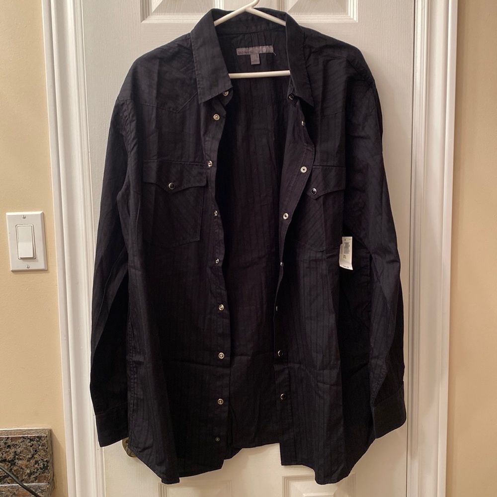 Black long sleeve snap up shirt - Picture 1 of 5